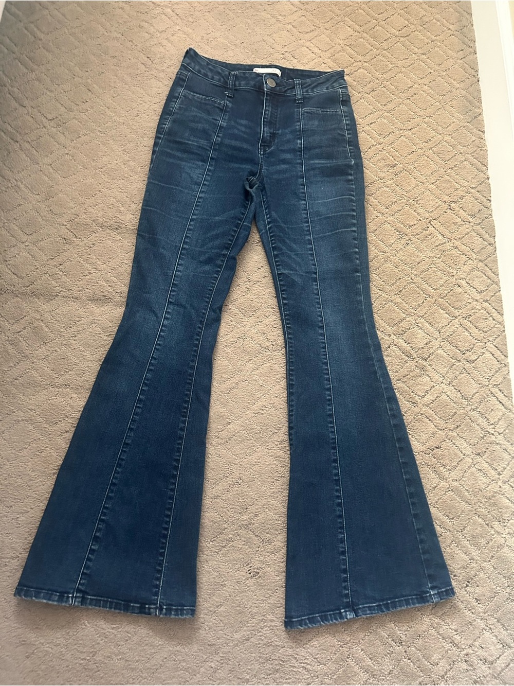 SO Dark Blue High-Rise Flare Jeans with Panel Seams size 5